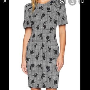 Calvin Klein Puff Sleeve Printed Sheathe Dress